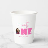 Girly Hot Pink Bold Typografie 21ste Verjaardagsfe Papieren Bekers (Voorkant)