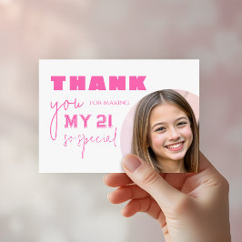 Girly Hot Pink Bold Typography Verjaardagsfeestje Bedankkaart