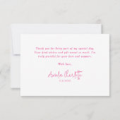 Girly Hot Pink Bold Typography Verjaardagsfeestje Bedankkaart (Achterkant)