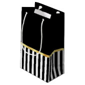 Girly Hot Pink Boow Black White Stripes met naam Klein Cadeauzakje (Achterkant Gekanteld)