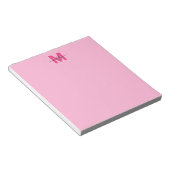 Girly Hot Pink Calligrafie Naam Monogram Notitieblok (Schuin)