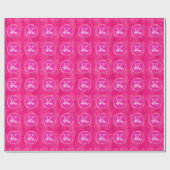 Girly Hot Pink Cute Diamond Sparkle Monogram Naam Cadeaupapier (Vlak)