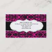 Girly Hot Pink Damask Visitekaartje (Achterkant)