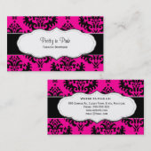 Girly Hot Pink Damask Visitekaartjes (Voorkant / Achterkant)