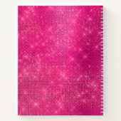 Girly Hot Pink Diamond Glam Sparkle Monogram Naam Notitieboek (Achterkant)