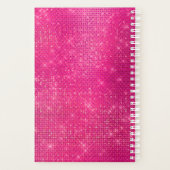 Girly Hot Pink Diamond Glam Sparkle Monogram Naam Planner (Achterkant)