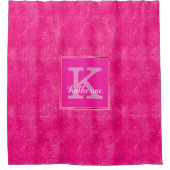 Girly Hot Pink Diamond Sparkle Fun Modern Monogram Douchegordijn (Voorkant)