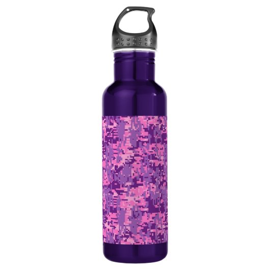 Girly Hot Pink Digital Camo Waterfles (Voorkant)