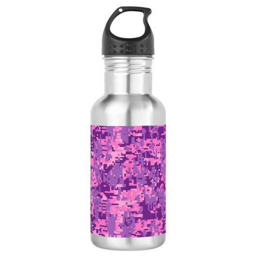 Girly Hot Pink Digital Camo Waterfles (Voorkant)
