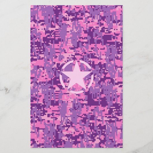 Girly Hot Pink Digital Camouflage Camo Briefpapier (Voorkant)