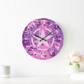 Girly Hot Pink Digital Camouflage Camo Dial Grote Klok (Huis)