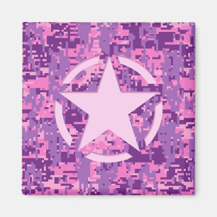 Girly Hot Pink Digital Camouflage Camo Magneet