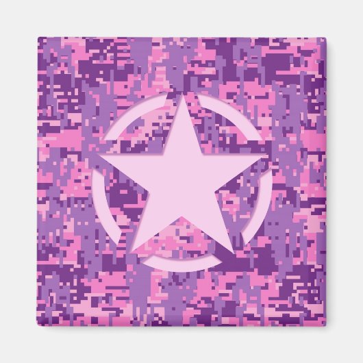 Girly Hot Pink Digital Camouflage Camo Magneet (Voorkant)