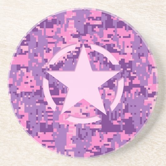 Girly Hot Pink Digital Camouflage Camo Zandsteen Onderzetter (Voorkant)