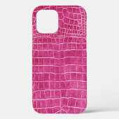 Girly Hot Pink Faux Crocodile Leather Case-Mate iPhone Case (Achterkant)