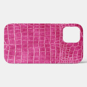Girly Hot Pink Faux Crocodile Leather Case-Mate iPhone Case (Achterkant (horizontaal))