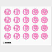 Girly Hot Pink Faux Glitter 15 Ronde Sticker (Vel)