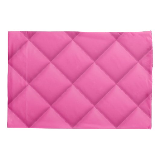 Girly Hot Pink Faux Quilted Diamond Pattern Kussensloop (Achterkant-Links)