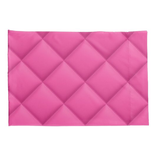 Girly Hot Pink Faux Quilted Diamond Pattern Kussensloop (Achterkant-Rechts)