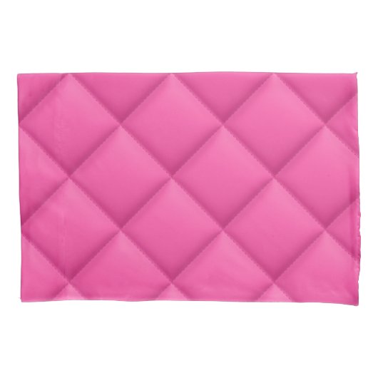 Girly Hot Pink Faux Quilted Diamond Pattern Kussensloop (Voorkant-Links)