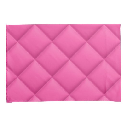 Girly Hot Pink Faux Quilted Diamond Pattern Kussensloop (Voorkant-Rechts)