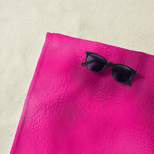 Girly Hot Pink Foil Diamond Sparkle Monogram Naam Strandlaken (In situ)