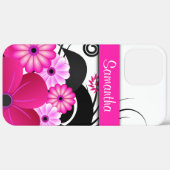 Girly Hot Pink Fuchsia Floral Hibiscus Bloemen Case-Mate iPhone Case (Achterkant (horizontaal))