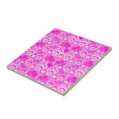 Girly Hot Pink Fuchsia White Lace Damask Tegeltje (Zijkant)