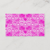 Girly Hot Pink Fuchsia White Lace Damask Visitekaartje (Achterkant)