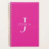 Girly Hot Pink Fun Modern Monogram Naam Planner (Voorkant)