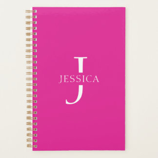 Girly Hot Pink Fun Modern Monogram Naam Planner