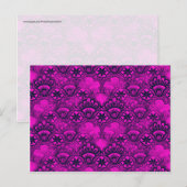 Girly Hot Pink Fuschia Navy Blue Damask Lace Briefkaart (Voorkant / Achterkant)