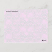 Girly Hot Pink Fuschia Navy Blue Damask Lace Briefkaart (Achterkant)