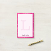 Girly Hot Pink Glam Diamond Sparkle Monogram Naam Post-it® Notes (Op bureau)
