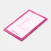 Girly Hot Pink Glam Diamond Sparkle Monogram Naam Post-it® Notes (Schuin)