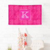 Girly Hot Pink Glam Diamond Sparkle Monogram Naam Spandoek (Insitu)