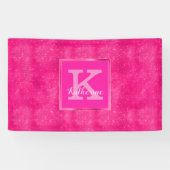 Girly Hot Pink Glam Diamond Sparkle Monogram Naam Spandoek (Horizontaal)