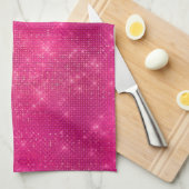 Girly Hot Pink Glam Diamond Sparkle Monogram Naam Theedoek (Quarter Fold)