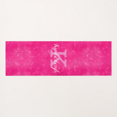 Girly Hot Pink Glam Diamond Sparkle Monogram Naam  Yogamat (Achterkant (horizontaal))