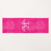 Girly Hot Pink Glam Diamond Sparkle Monogram Naam  Yogamat (Voorkant (horizontaal))