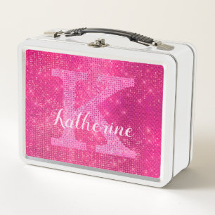 Girly Hot Pink Glam Glitter Sparkle Monogram Naam