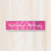 Girly Hot Pink Glam Glitter Sparkle Monogram Naam Deurbordje (Voorkant)