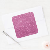 Girly Hot Pink Glitter Classic Vierkante Sticker (Envelop)