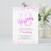 Girly Hot Pink Glitter Confetti 13e Verjaardag Kaart (Staand voorkant)