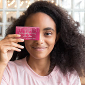 Girly Hot Pink Glitter Drift Glam Chic Monogram Visitekaartje