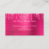 Girly Hot Pink Glitter Drift Glam Chic Monogram Visitekaartje (Achterkant)