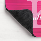 Girly Hot Pink Glitter Drift Glam Monogram Naam Muismat (Hoek)