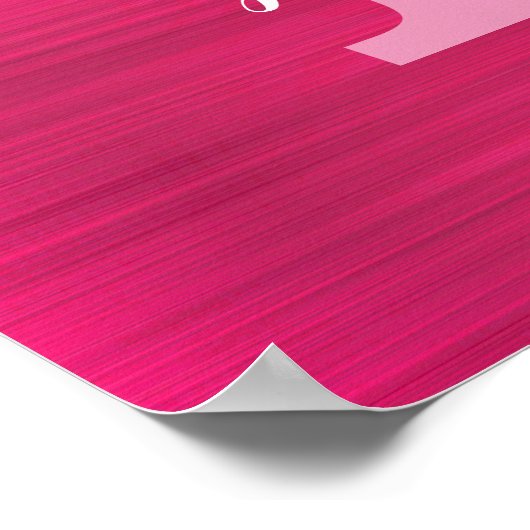 Girly Hot Pink Glitter Drift Glam Monogram Naam Poster (Hoek)