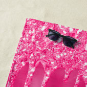 Girly Hot Pink Glitter Drift Glam Monogram Naam Strandlaken (In situ)
