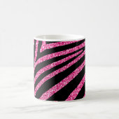 Girly Hot Pink Glitter en Black Zebra Stripe Koffiemok (Center)